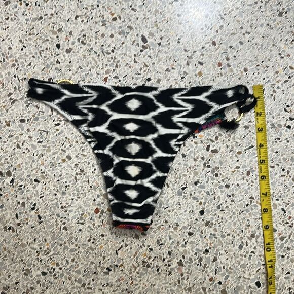 Trina Turk bikini bottom tassel US 8 black ikat print pink green - Picture 4 of 4